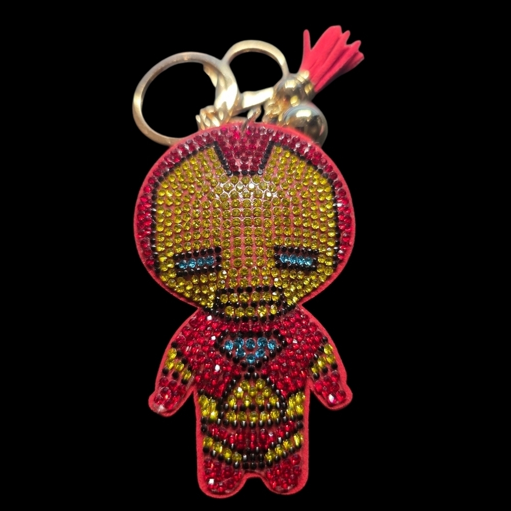 Iron Man Rhinestone Bag Charm Keychain